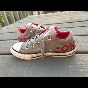 Boys grey and red converse